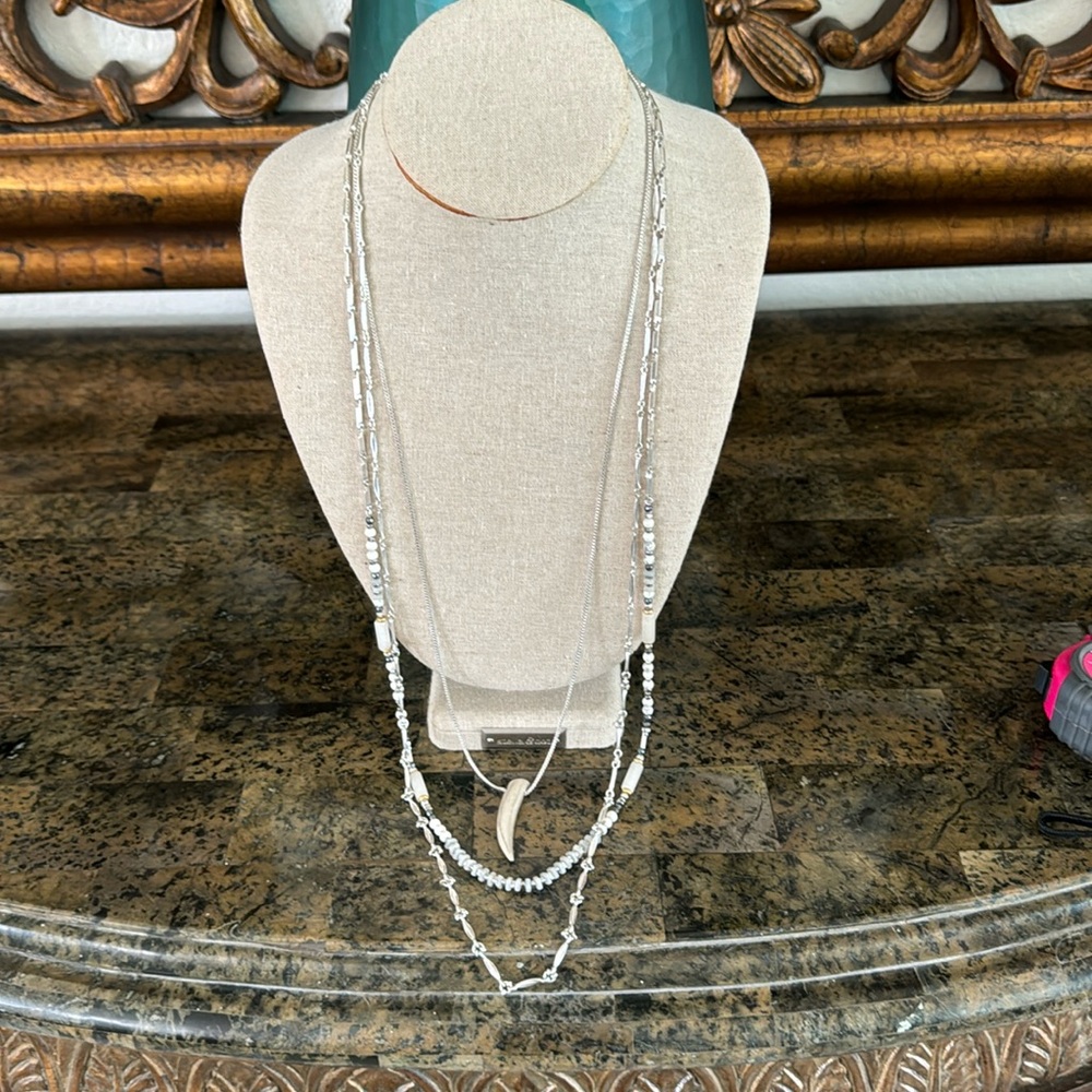 Silver 3 in one long necklace set